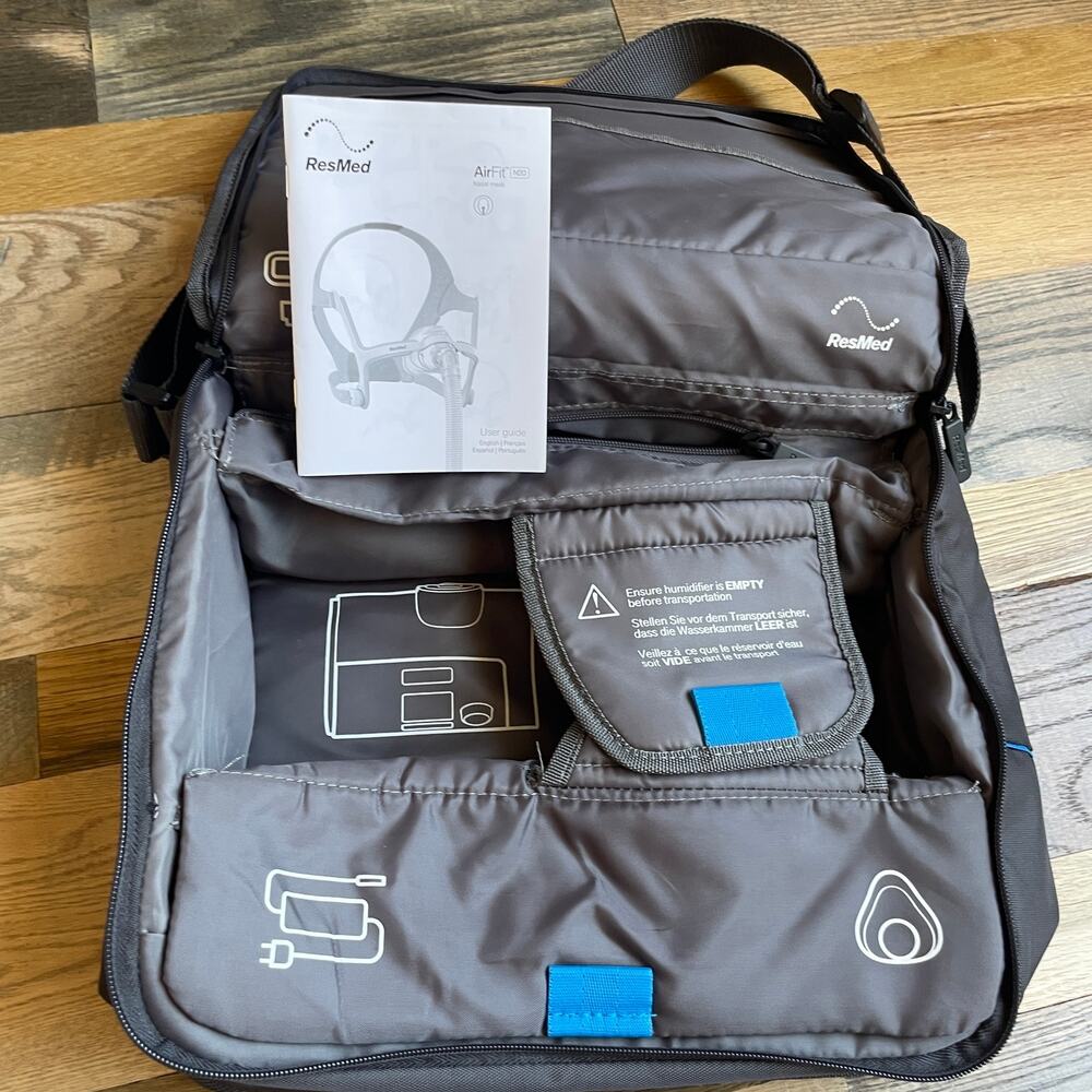 ResMed CPAP Travel Carrying Case Bag AirSense AirFit Gray Organizer